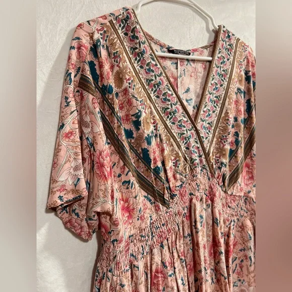 BloomChic Pink and Cream Floral Midi Dress Women’s 18-20 - Picture 3 of 4